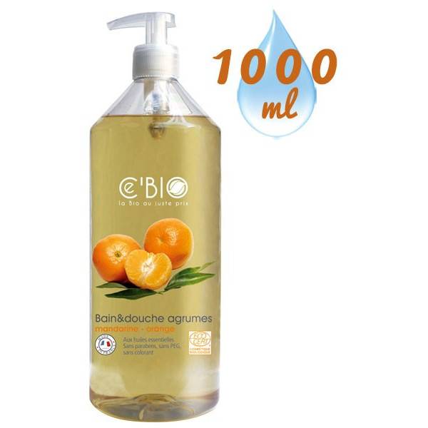 Gel bain & douche Agrumes Mandarine Orange – 1000ml – Ce'Bio