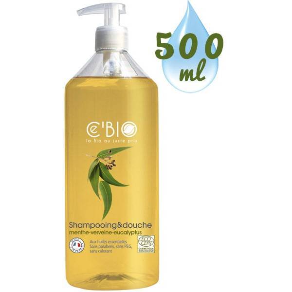 Shampooing douche Menthe Verveine Eucalyptus – 500 ml – Ce'Bio