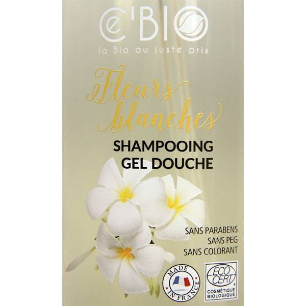 Zoom sur le shampooing douche Fleurs Blanches – 1000 ml – Ce'Bio