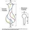 Technical drawing and dimensions for glassware and tricolor silencer