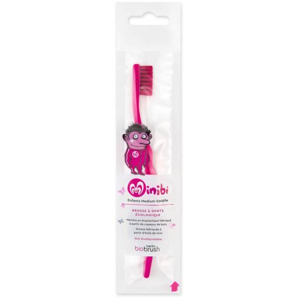 Bioplastic-based child toothbrush - pink color - Biobrush Berlin - View 1