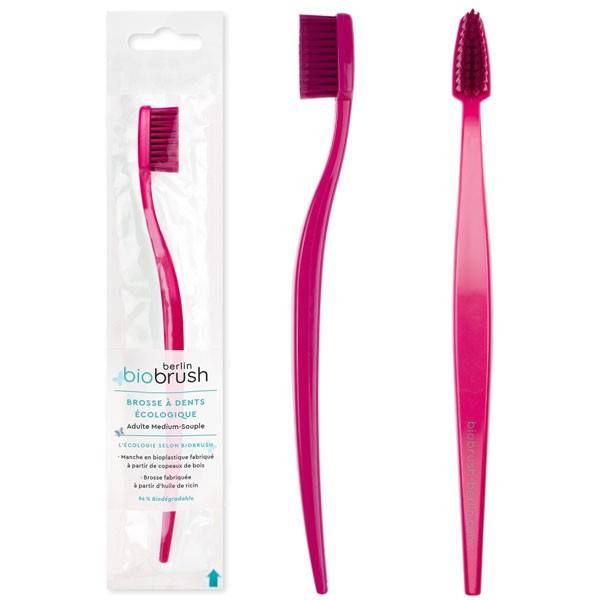 Bioplastic-based adult toothbrush - pink color - Biobrush Berlin