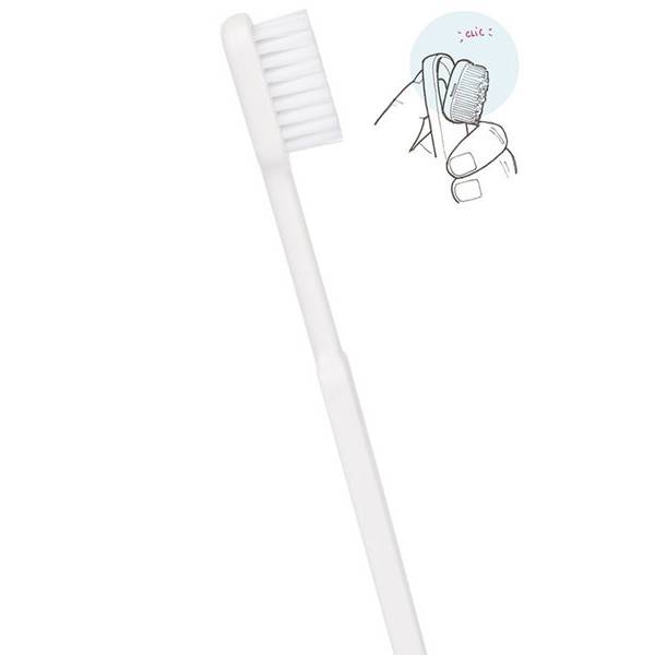 Brosse à dents médium blanche écologique et rechargeable en bioplastique - Caliquo