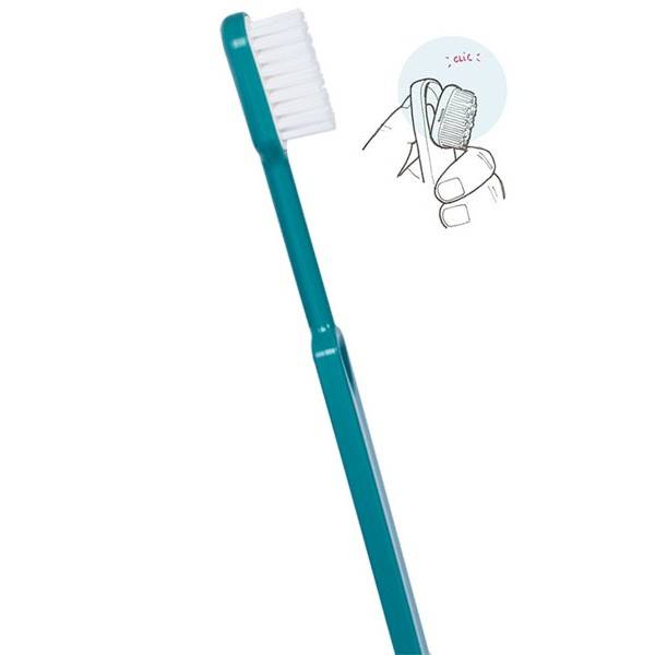 Brosse à dents médium bleu turquoise écologique et rechargeable en bioplastique - Caliquo