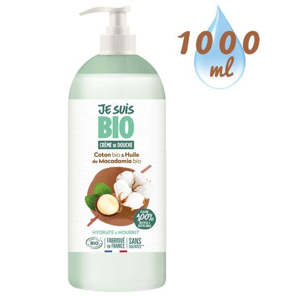 Shower cream Coton Macadamia organic - 1 liter - Je suis Bio