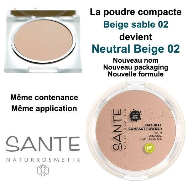 La poudre compacte change de nom, de formule et de packaging : Beige sable 02 devient Neutral Beige 02 - maquillage Sante