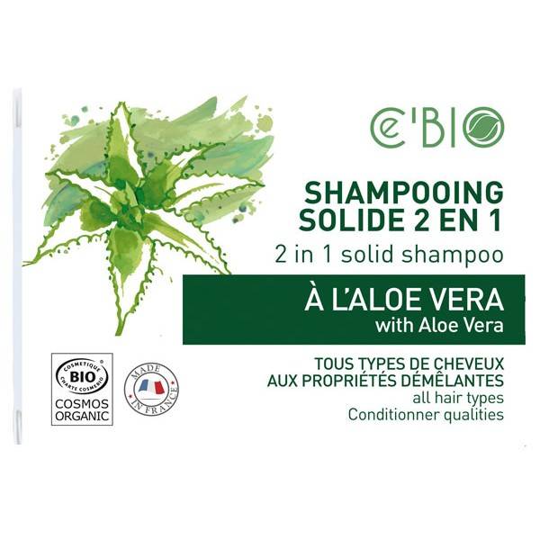 Shampooing solide 2 en 1 à l'Aloe Vera – 85 grs – Ce'Bio - vue de face