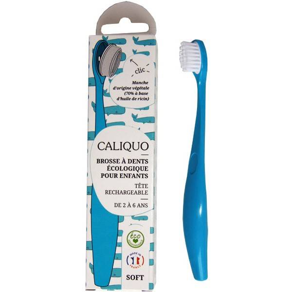 Brosse à dents enfant bleue à tête rechargeable - Caliquo