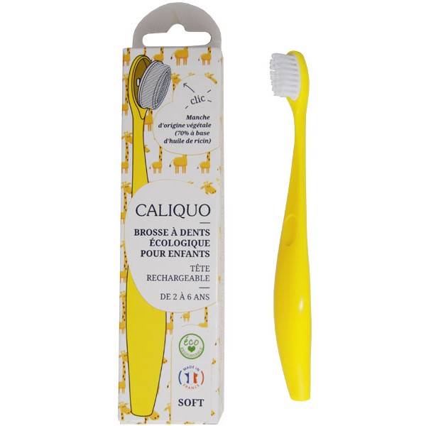 Brosse à dents enfant jaune à tête rechargeable - Caliquo