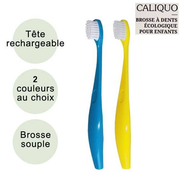 Brosse à dents enfant souple écologique et rechargeable en bioplastique - Caliquo