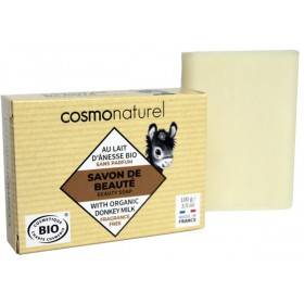 Savon Bio de beauté au lait d'Ânesse enrichi au beurre de karité sans parfum – 100 gr – Cosmo Naturel