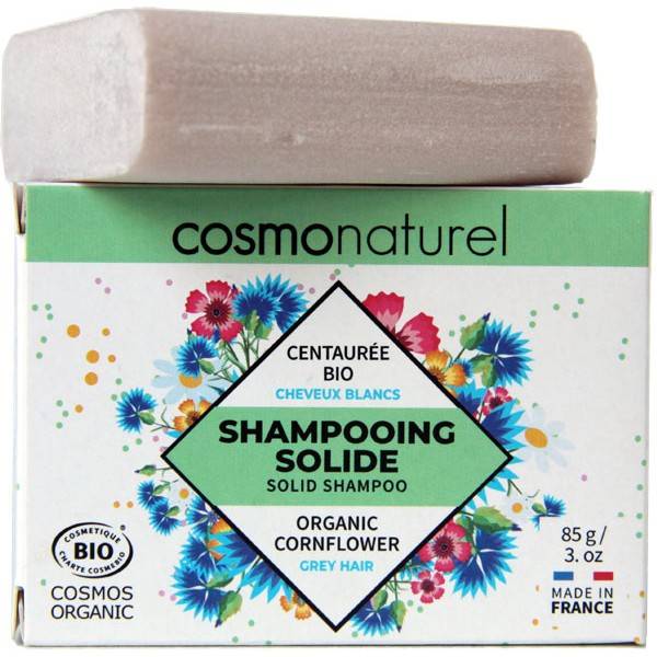 Shampooing solide cheveux blancs Centaurée bio - 85gr - Cosmo Naturel
