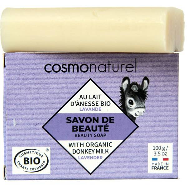 Savon Bio de beauté au lait d'Ânesse parfumé à huile essentielle de Lavande – 100 gr – Cosmo Naturel - Vue 1