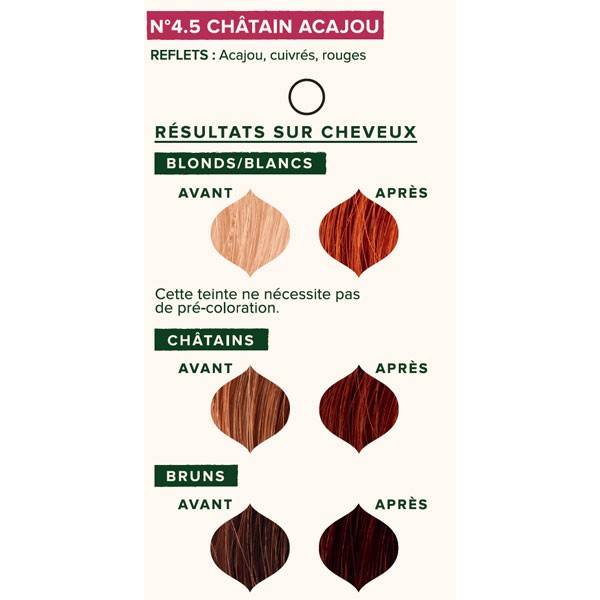 Individual hair coloring for the plant Châtain mahogany n°4.5 - 100 gr - Emblica