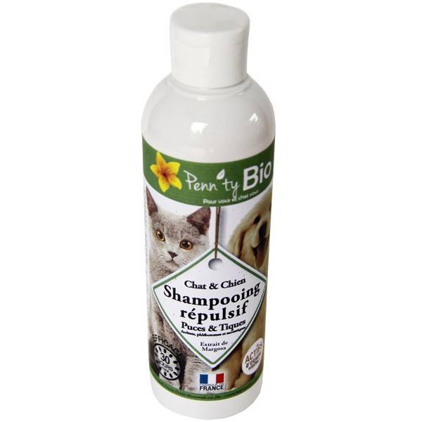 Shampooing répulsif puces et tiques pour chat-chien – 250 ml - Penntybio - Vue 1