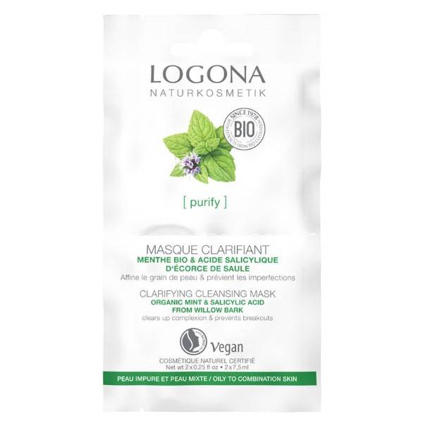 Clearing Mask Organic Mint / Salicylic Acid - 2 x 7.5 ml - Logona