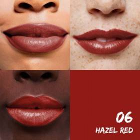 Exemple application pour le rouge à lèvres hydratant 06 Hazel Red Sante