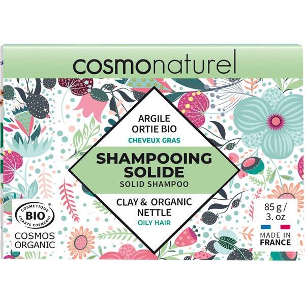 Shampooing solide cheveux gras Argile Sauge Ortie Bio - 85gr - Cosmo Naturel