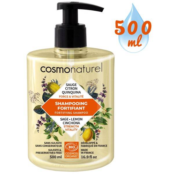 Shampooing Fortifiant Quinquina Sauge Citron – 500 ml – Cosmo Naturel
