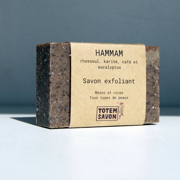 Savon surgras exfoliant Hammam rhassoul, karité, café et eucalyptus - 100 grs Totem Savon - Vue 1