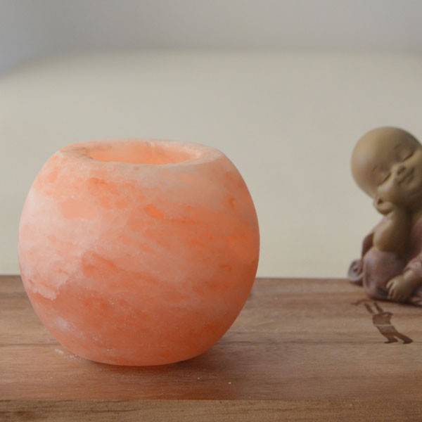 Bougeoir en Cristal de Sel d'Himalaya Sphère 500 grs - Zen Arôme - Vue 2