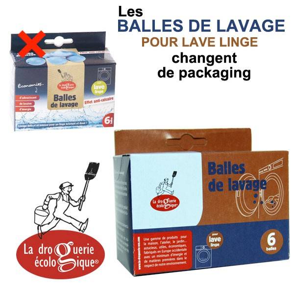 The anti-limescale washing balls for La Droguerie Écologique washing machines have changed their packaging