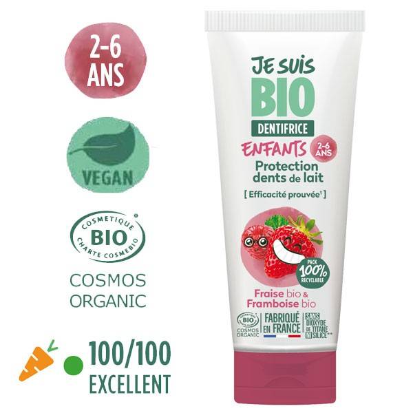 Child toothpaste 2-6 years raspberry strawberry - 50 ml - Je suis Bio