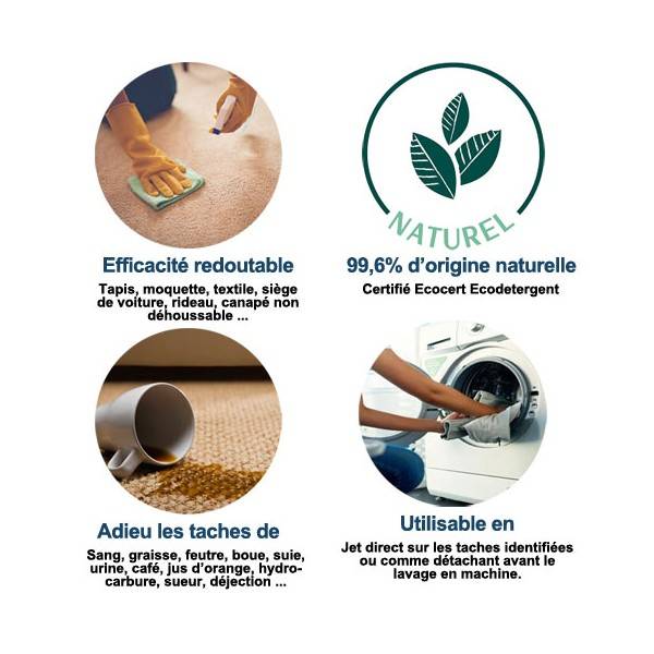 Détachant puissant pour tissus-tapis-moquettes-sièges – Aux huiles  essentielles Bio – Bionetal Nettoyants écologiques