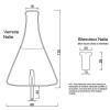Technical drawing and dimensions for glassware and silencer Nalia