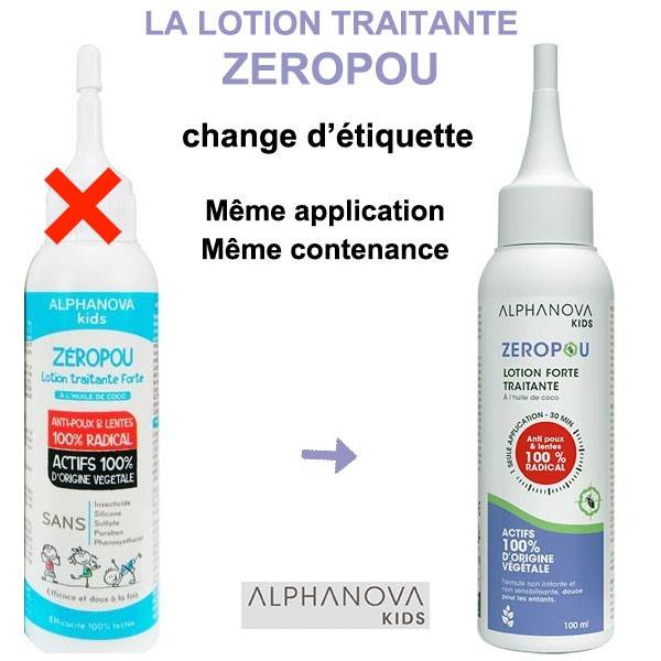 Change of label for the high-zeropo processing lotion Alphanova Kids