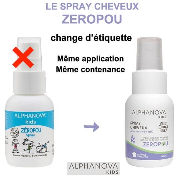 Label change for hair sprau Zéropou Alphanova Kids