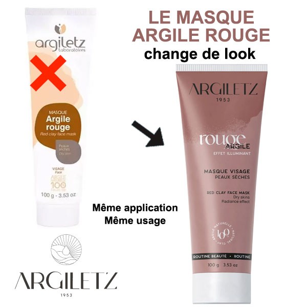 Change of look for the red clay mask Argiletz