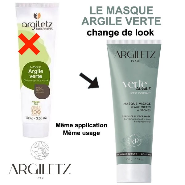 Changement de look pour le masque argile verte Argiletz