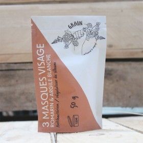 3 face masks - Rosemary and white clay - 50 grs