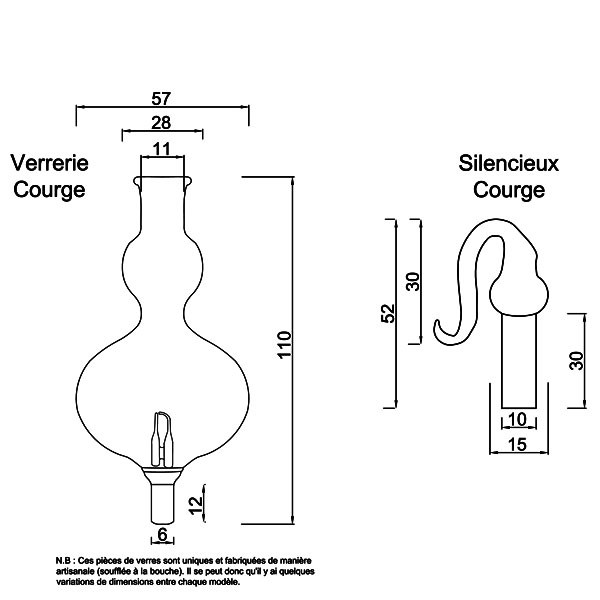 Verrerie model Courge - technical drawing