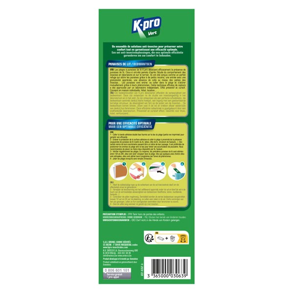 Bedbug traps x4 - Kpro Green - back