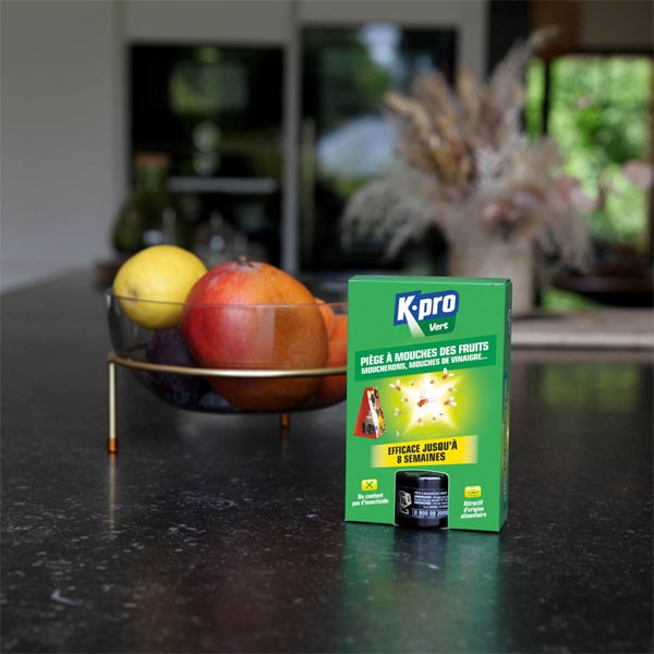 Piège à mouches des fruits, moucherons, mouches de vinaigre - Kpro Vert - Vue 1