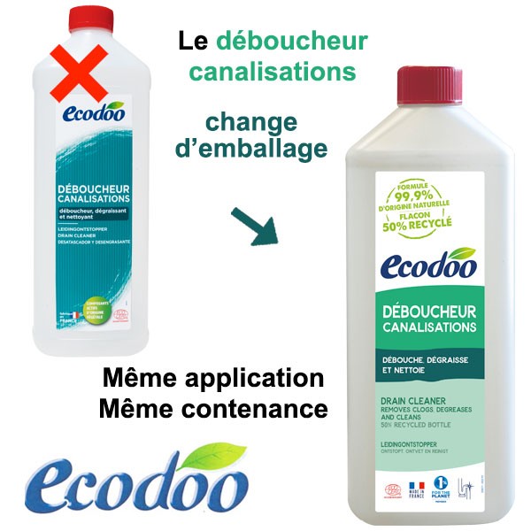 Changement d'étiquette pour le déboucheur canalisations Ecodoo