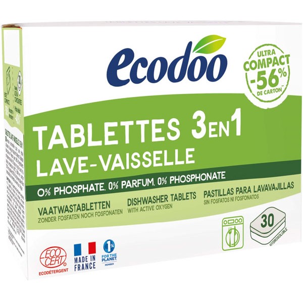 Pack vaisselle - x1 boîte de Tablette 3 en 1 pour lave-vaisselle Ecodoo