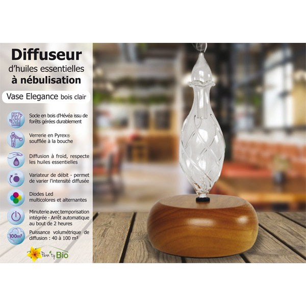 Advantages of the Vase Elegance diffuser with light wood pebble base