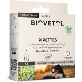 3 pipettes insectifuge Bio pour grand chien - Biovétol