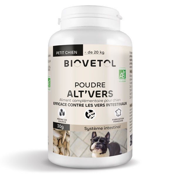 Alt'Vers powder - Natural small dog glass (- 20 kg) - Biovétol