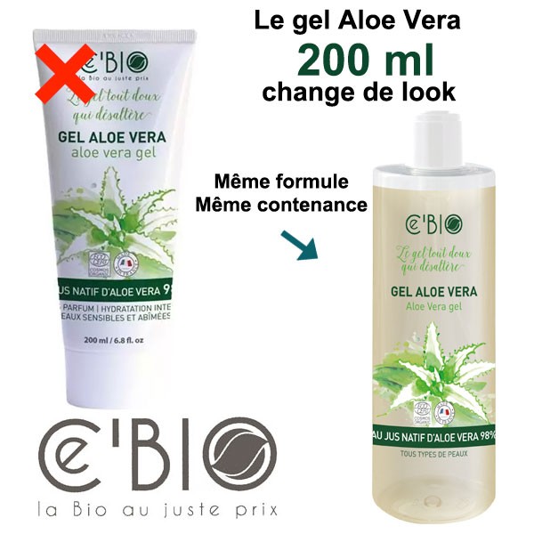 Change of look for Aloe Vera gel 98% without fragrance - 200 ml - Ce'Bio