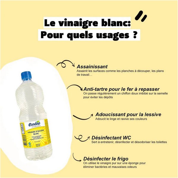 Avantages du vinaigre d'alcool blanc Bio 12% - Ecodoo