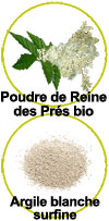 Active ingredients: organic Meadowsweet powder and surfine white clay