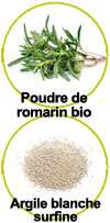 Active ingredients: organic rosemary powder and white surfine clay