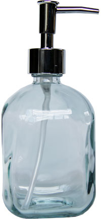 Recycled glass liquid soap dispenser